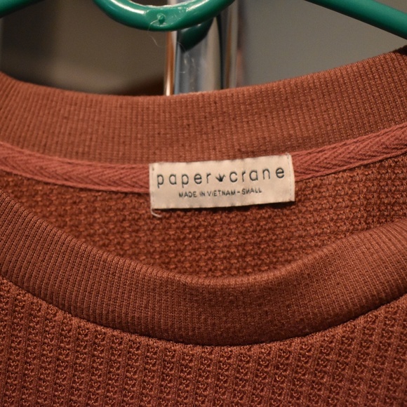 Women's Blush Size Small Waffleknit Cropped Long Sleeve by Papercrane - Picture 2 of 2